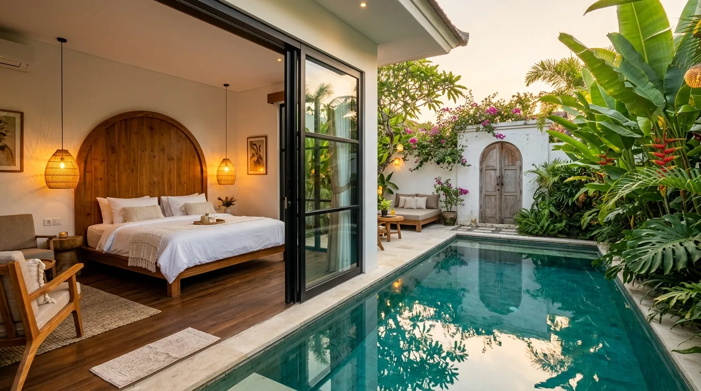 Bedroom and private pool